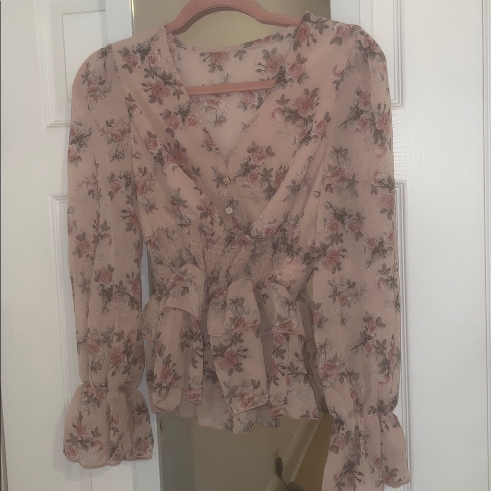 NWOT SHEIN Floral Chiffon Blouse